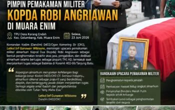 Penuh Khidmat, Dandim 0402/OKI Pimpin Pemakaman Militer Kopda Robi Angriawan di Muara Enim
