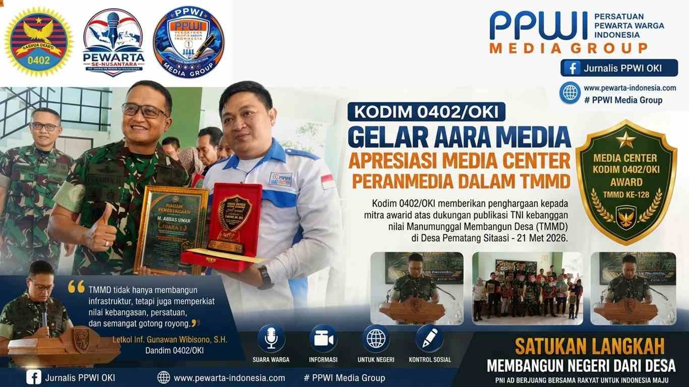 Kodim 0402/OKI Beri Penghargaan kepada Insan Pers atas Dukungan Publikasi TMMD