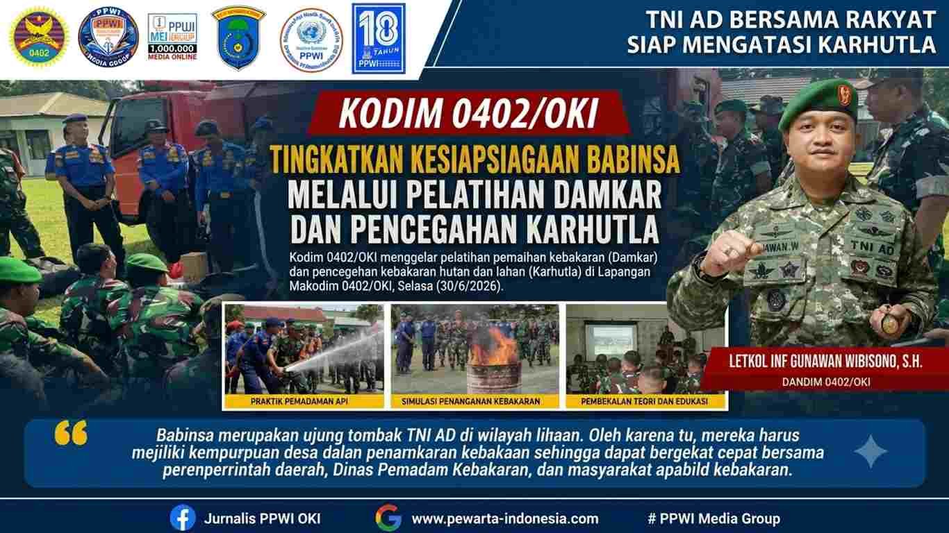 Kodim 0402 OKI Latih Babinsa Tangani Kebakaran Hutan dan Lahan