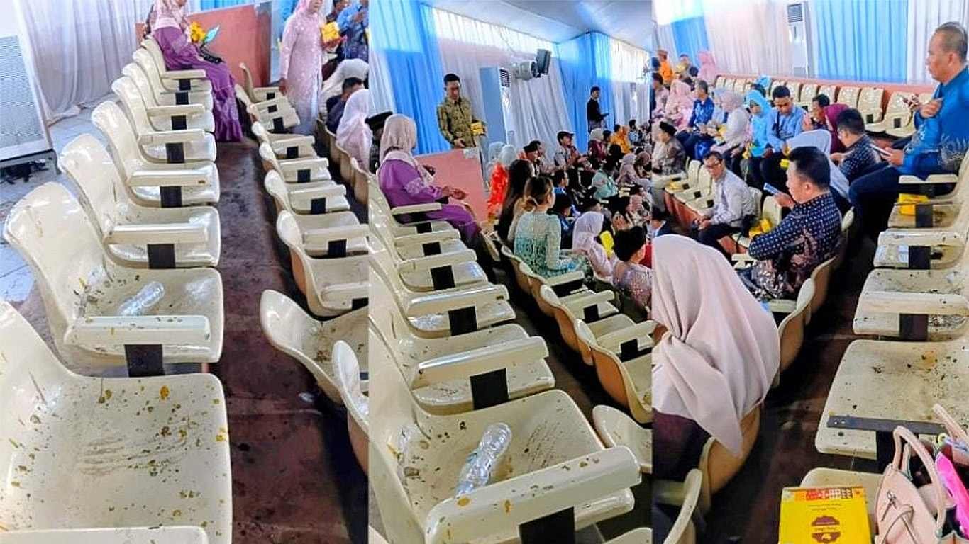 Memalukan GSG Unila Kotor Bak Kandang Kambing, Keluarga Wisudawan yang Hadir Kecewa