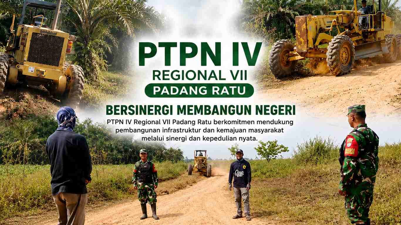Gotong Royong Warga Tanjung Harapan, PTPN IV Regional VII Bantu Perbaikan Akses Jalan
