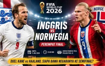 Inggris vs Norwegia, Duel Kane dan Haaland Warnai Malam Minggu Pecinta Piala Dunia di Lampung