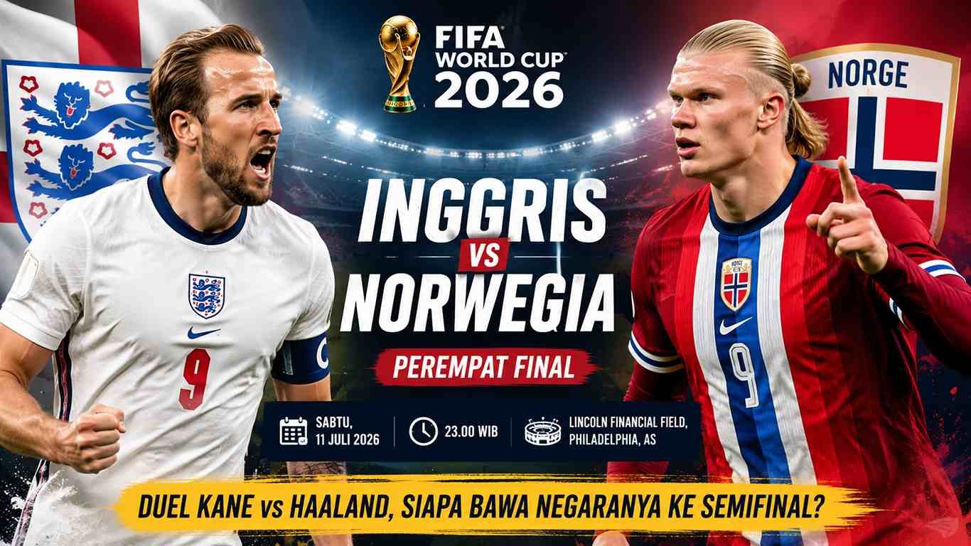Inggris vs Norwegia, Duel Kane dan Haaland Warnai Malam Minggu Pecinta Piala Dunia di Lampung