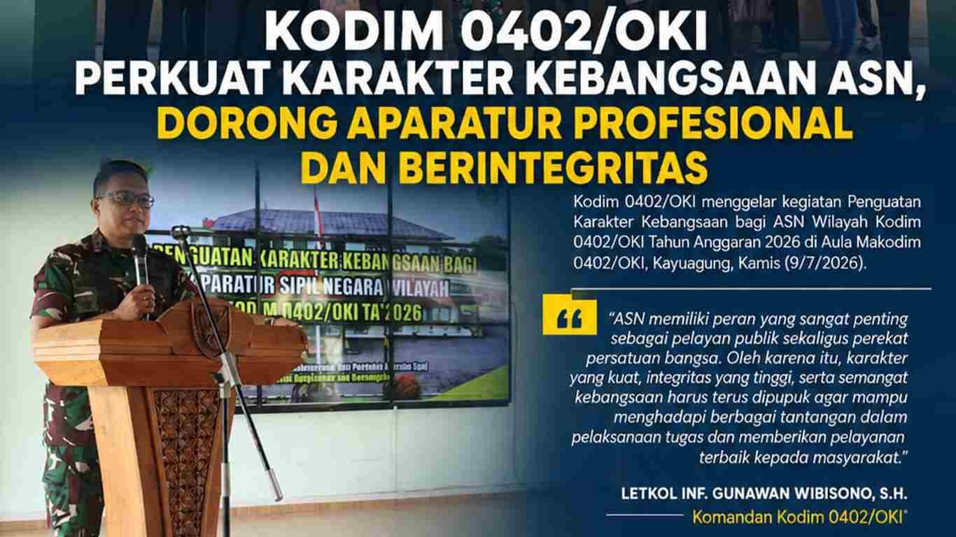 Kodim 0402/OKI Gelar Penguatan Karakter Kebangsaan bagi ASN untuk Tingkatkan Integritas