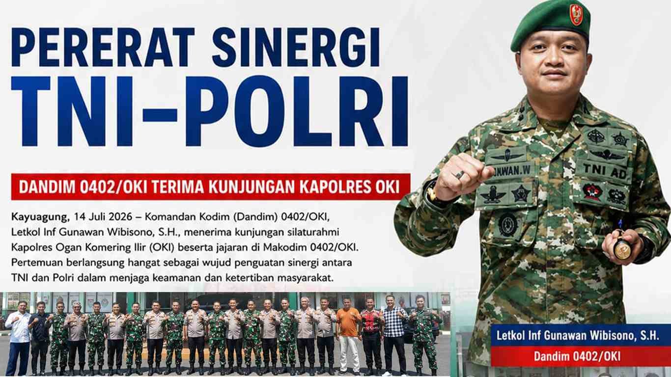 Perkuat Sinergi TNI dan Polri Dandim 0402/OKI Terima Kunjungan Kapolres