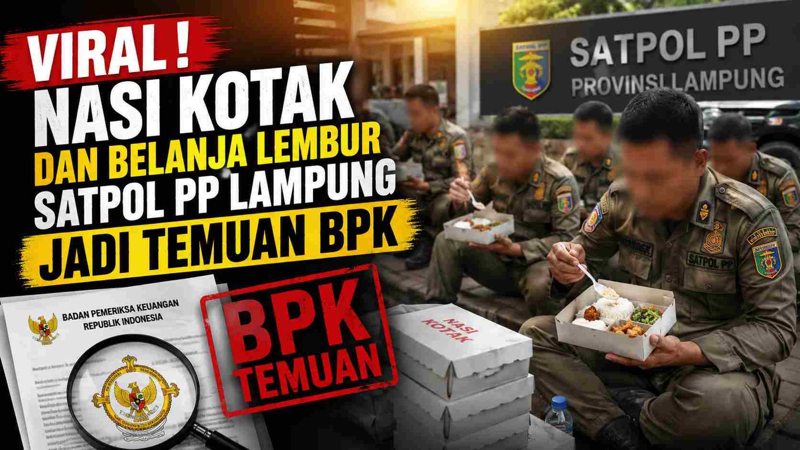 Viral! Nasi Kotak dan Belanja Lembur Satpol PP Lampung Jadi Temuan BPK
