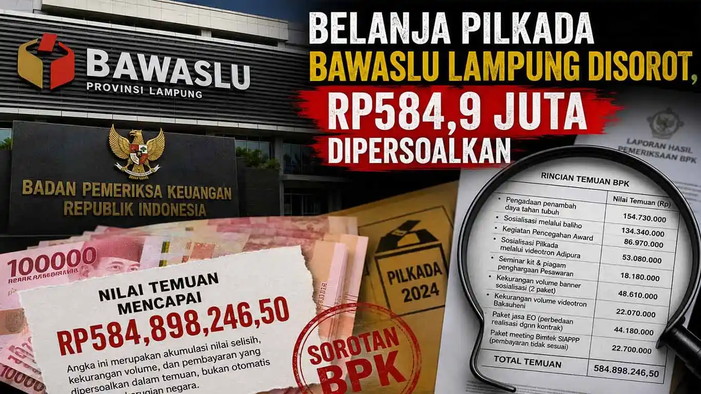 BPK Temukan Dugaan Penyimpangan Anggaran Pengawasan Pilkada Bawaslu Lampung