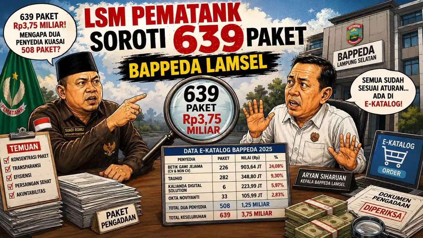 Pematank Soroti 639 Paket Pengadaan Barang di Bappeda Lampung Selatan, Diduga jadi Ajang Korupsi