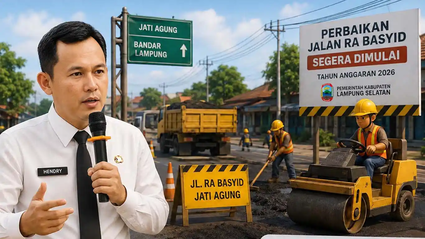 Pemkab Lampung Selatan Segera Rehabilitasi Jalan RA Basyid Jati Agung
