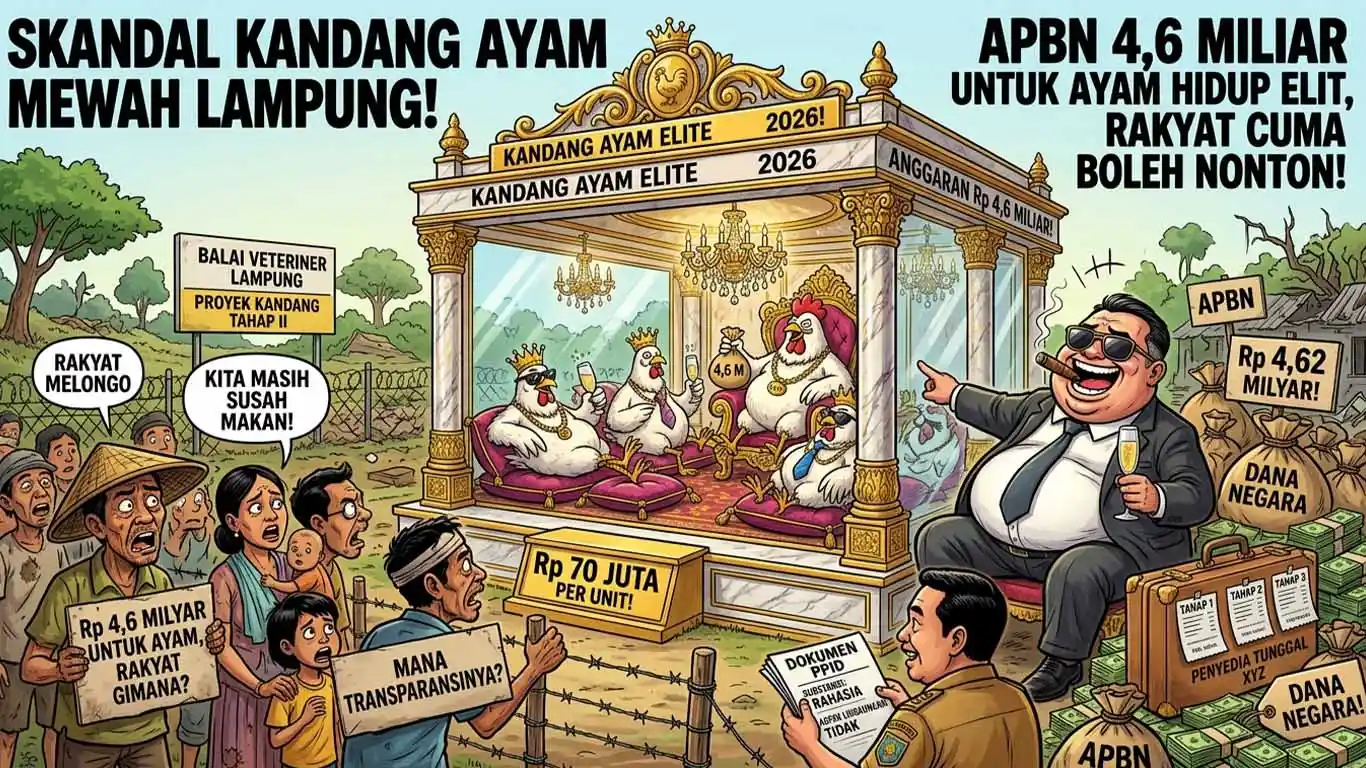 Proyek Kandang Ayam 70 Juta Balai Veteriner Lampung Lampung Sedot Rp4,62 Miliar APBN