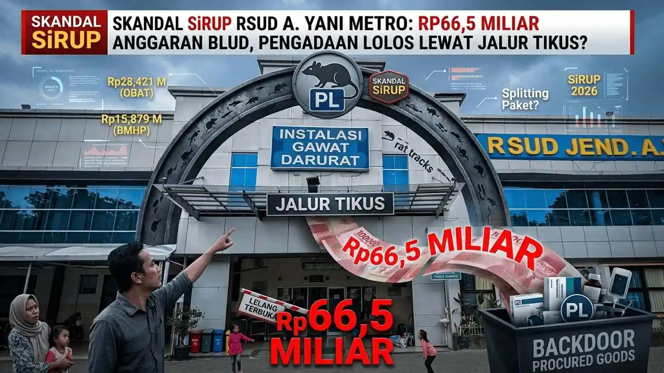 Skandal SiRUP RSUD A. Yani Metro: Rp66,5 Miliar Anggaran BLUD, Pengadaan Lolos Lewat Jalur Tikus?