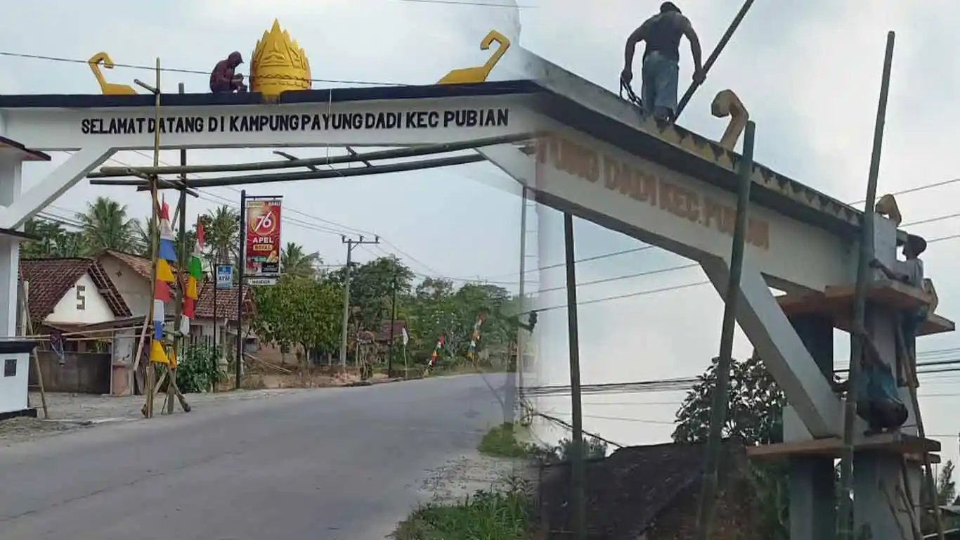 Warga Kampung Payungdadi Gotong Royong Perbaiki Tugu Perbatasan secara Swadaya