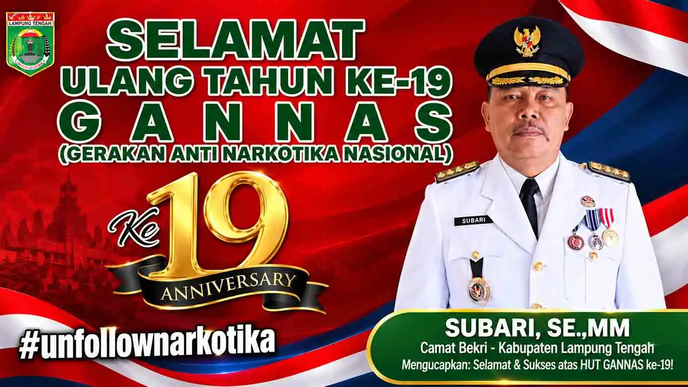 Camat Bekri Ucapkan HUT ke-19 GANAS, Dorong Sinergi Cegah Narkotika