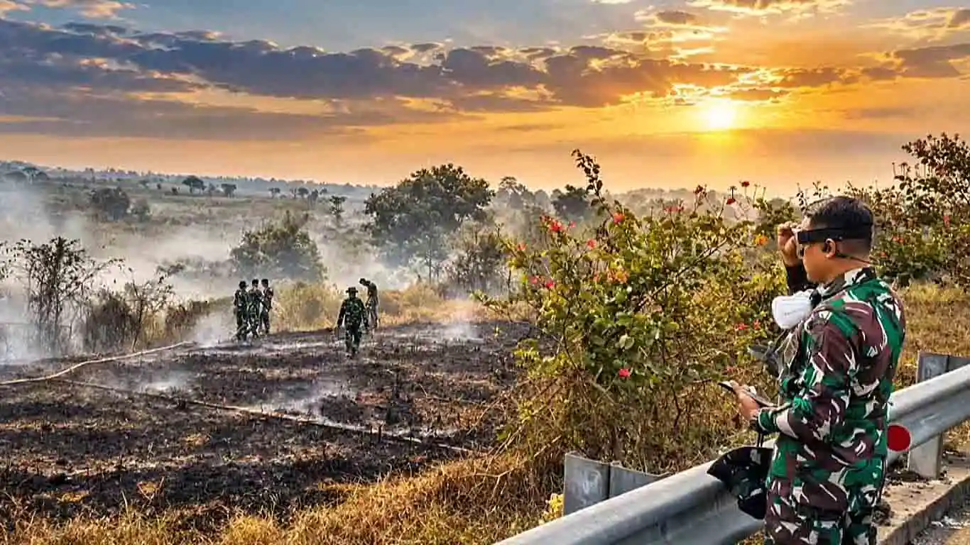 Dandim 0402 OKI-OI Tinjau Lokasi Karhutla, Pastikan Bara Api Benar-Benar Padam