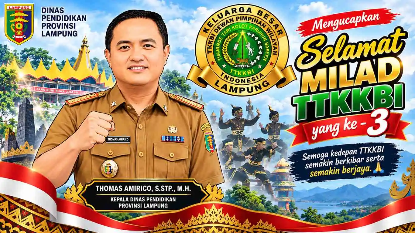 Kadis Pendidikan Lampung Thomas Amirico Ucapkan Selamat Milad ke-3 TTKKBI