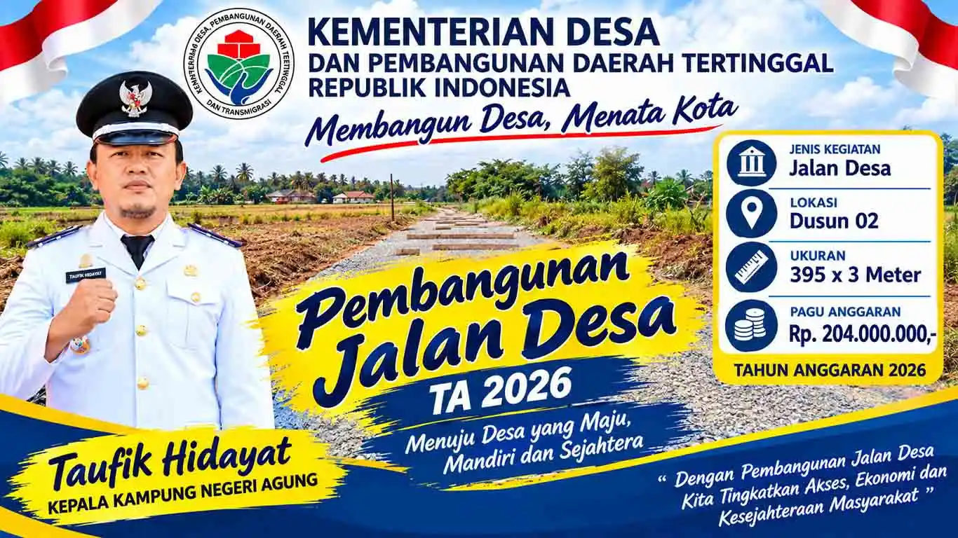 Kampung Negeri Agung Bangun Jalan Lapen 395 Meter dari Dana Desa 2026