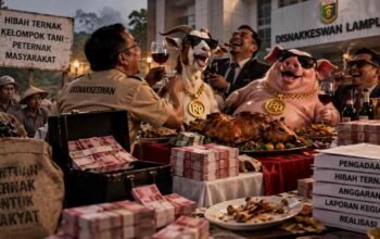 Kambing dan Babi jadi Bancakan, Pesta Pora Mebagongkan ala Disnakkeswan Lampung