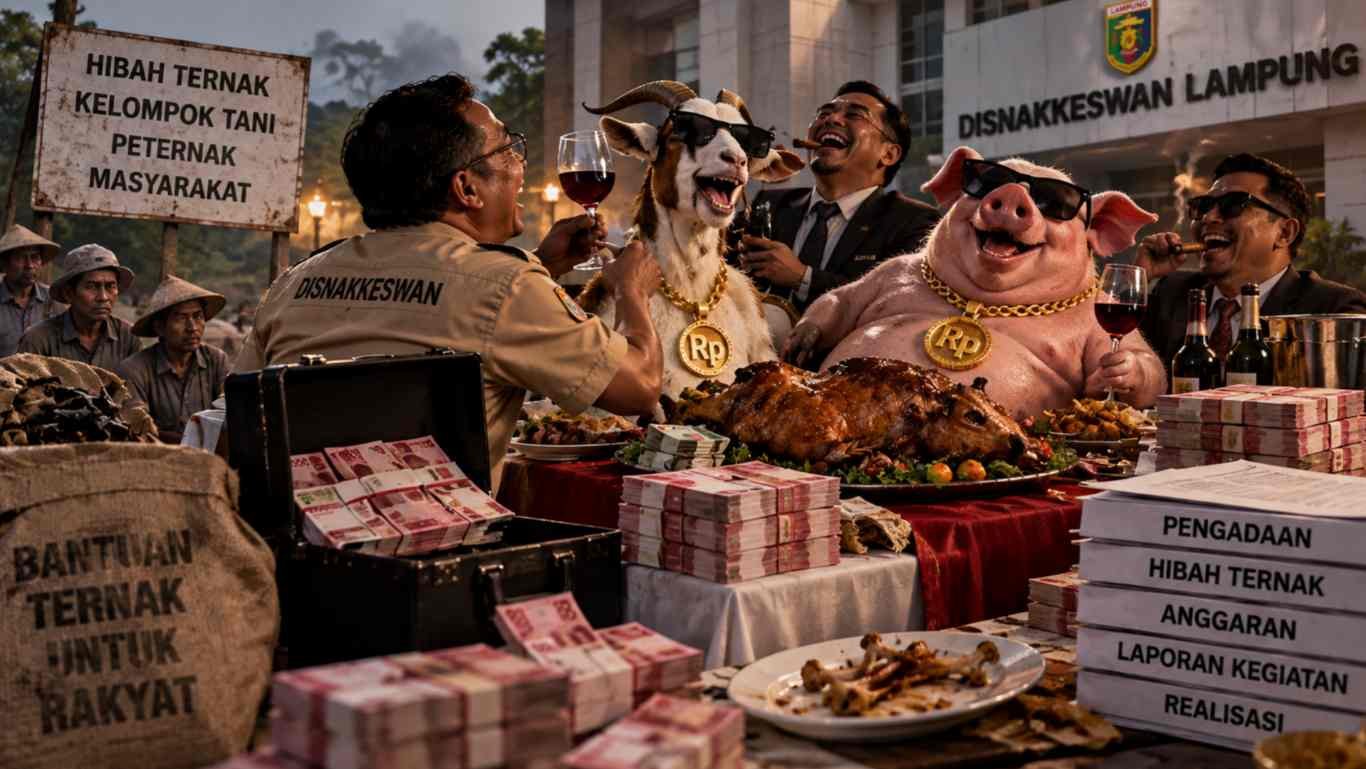 Kambing dan Babi jadi Bancakan, Pesta Pora Mebagongkan ala Disnakkeswan Lampung
