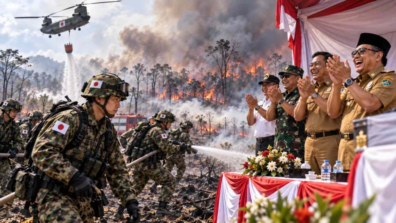 Puncak Komedi Penanganan Karhutla: Tentara Jepang Datang, Pejabat Asyik Tepuk Tangan