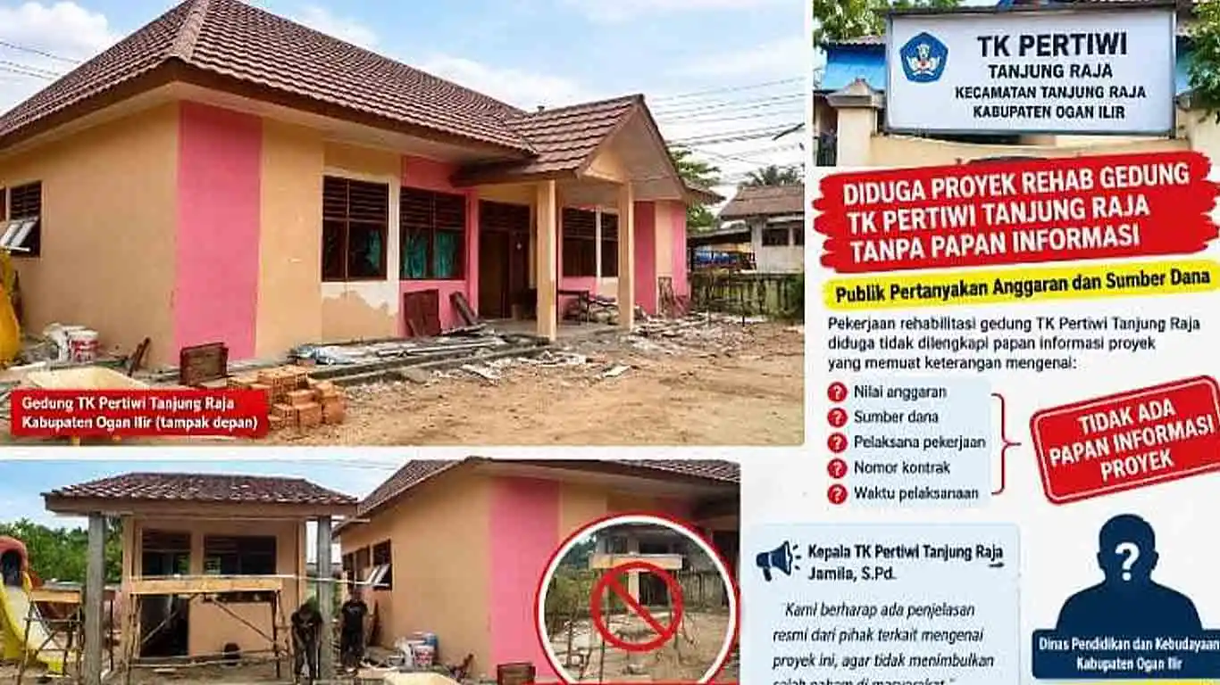 Proyek Rehabilitasi TK Pertiwi Tanjung Raja Ogan Ilir Disorot: Misteri Tanpa Papan Proyek