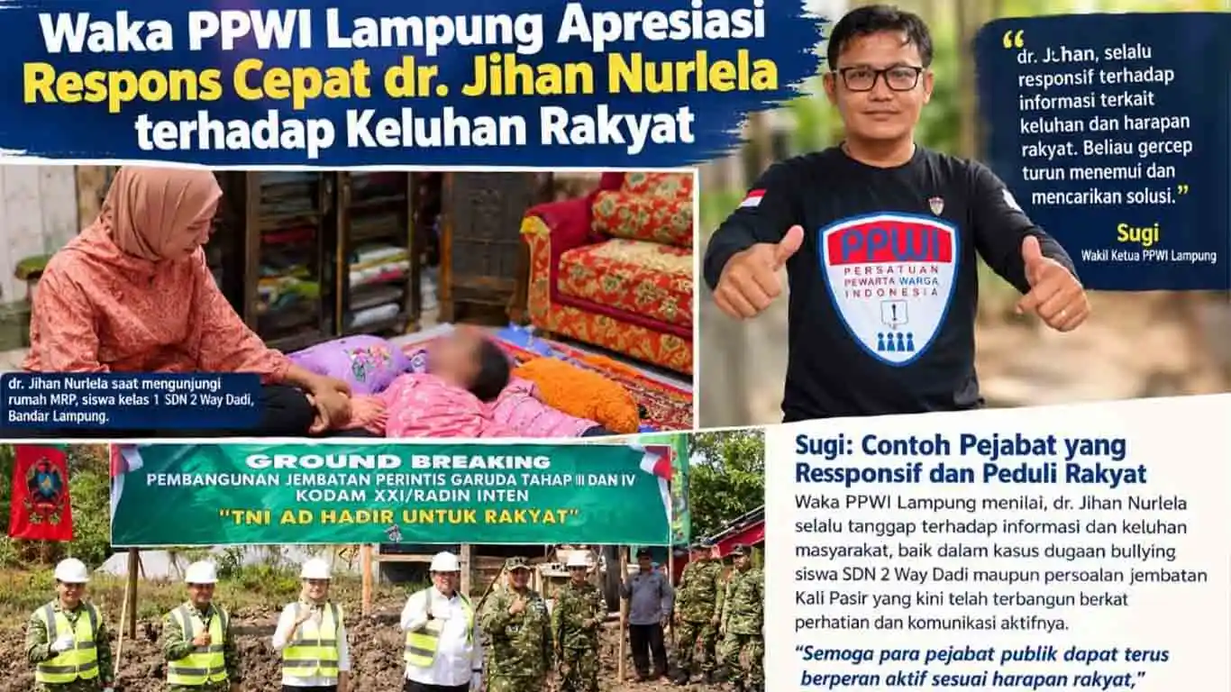 Respons Cepat Wagub Jihan Tanggapi Keluhan Warga, Wakil Ketua PPWI Lampung Soroti Kasus Perundungan dan Jembatan Kali Pasir