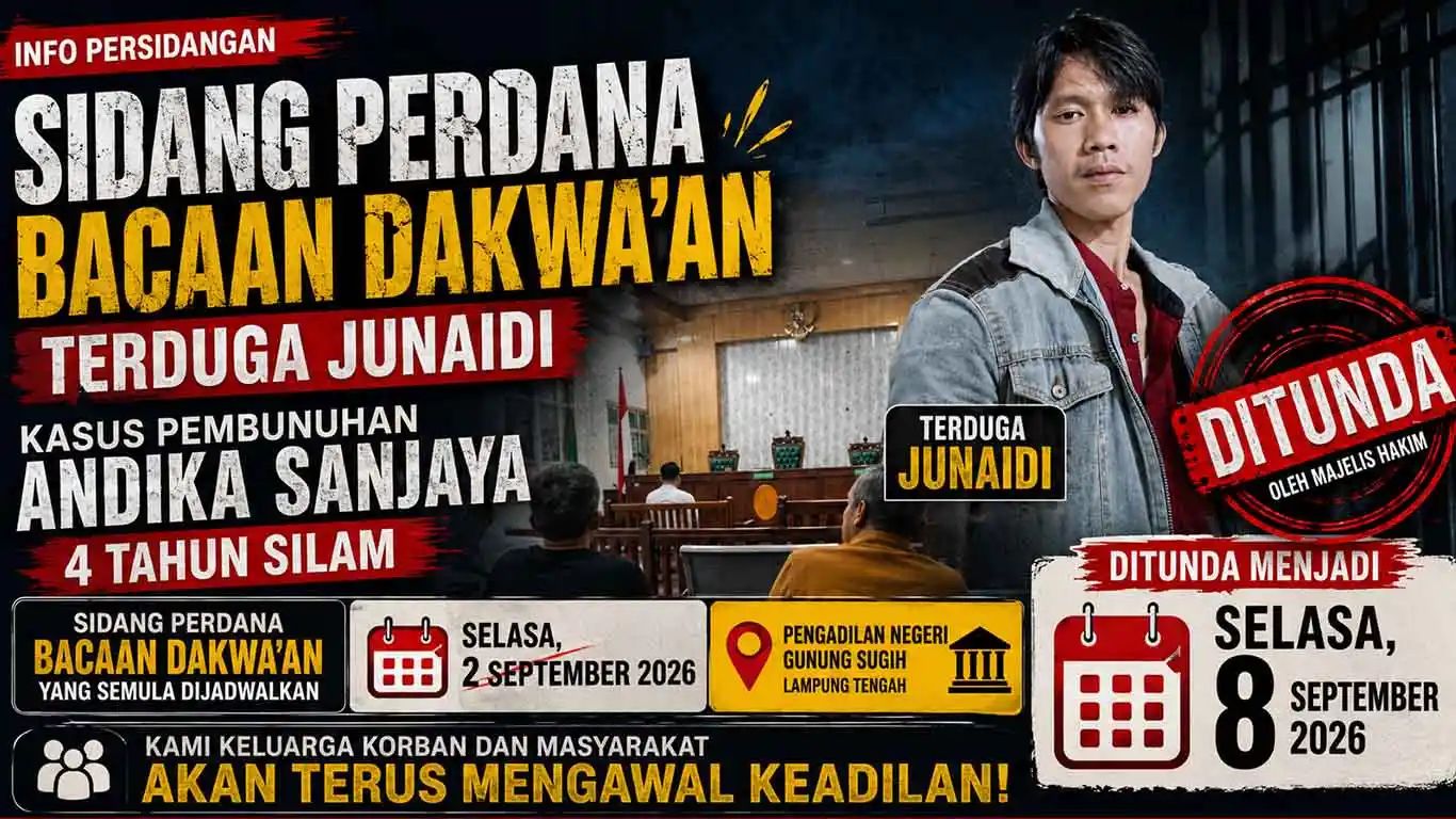 Sidang Dakwaan Perkara Kematian Andika Sanjaya Kembali Ditunda, Keluarga Korban Kecewa