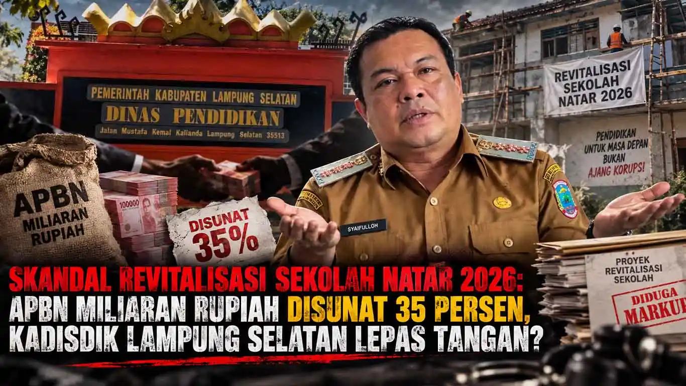 Skandal Revitalisasi Sekolah Natar 2026: APBN Miliaran Rupiah Disunat 35 Persen, Kadisdik Lampung Selatan Lepas Tangan?
