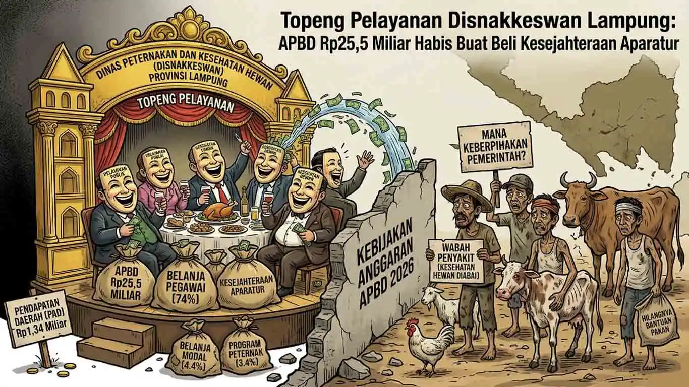 Topeng Pelayanan Disnakkeswan Lampung: Belanja Pegawai Bikin Bengkak, Nasib Peternak Malah Digantung