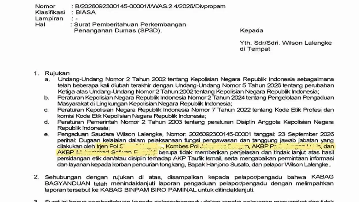 Wilson Lalengke Laporkan Kapolda Sumsel ke Propam Polri, Soroti Dugaan Ketidaktransparanan Kasus AKP Taufik Ismail