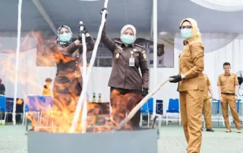 Bersama Kejari Pesawaran, Bupati Nanda Ikut Musnahkan Barang Bukti 47 Perkara, Ada Sabu dan Senpi