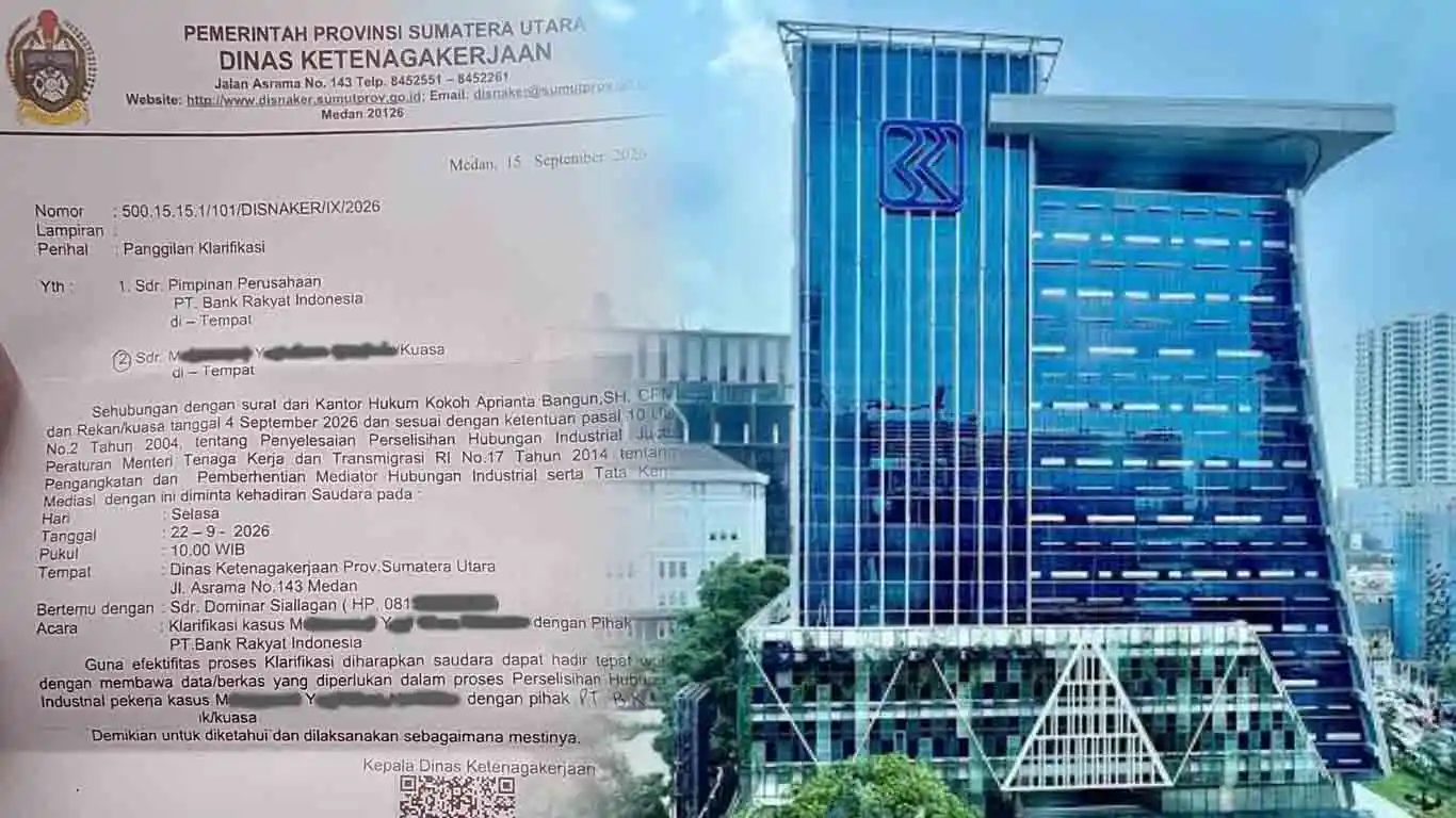 Disnaker Sumut Panggil BRI untuk Klarifikasi Perselisihan Hubungan Industrial Eks Pegawai