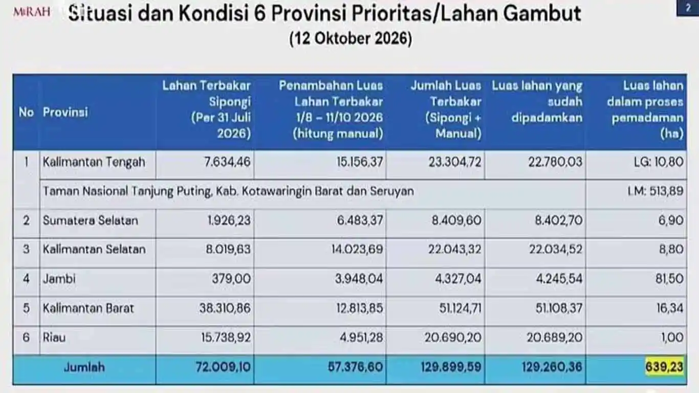 Karhutla Sumsel Capai 8.409 Hektare, PPWI Desak Penegakan Hukum terhadap Pelanggar