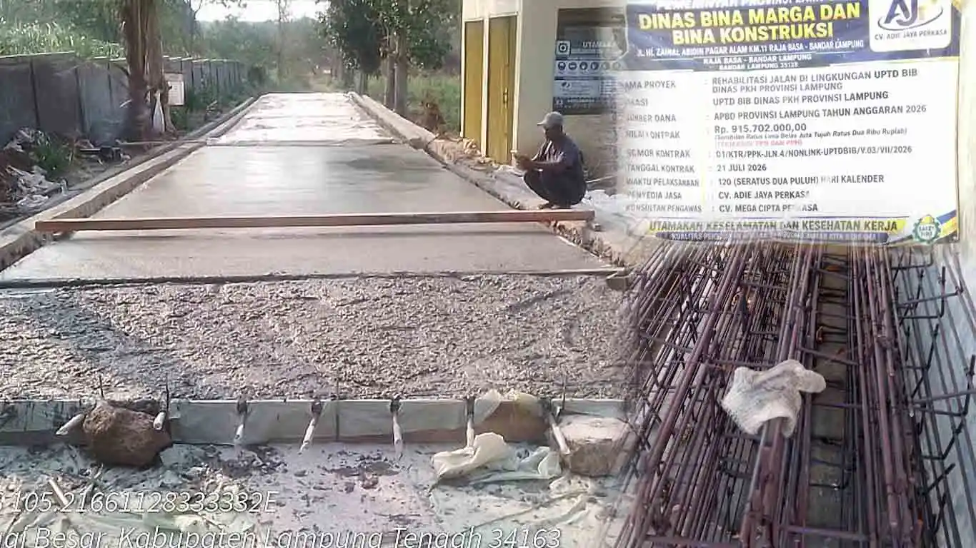 Skandal Proyek Jalan Rp915 Juta di Lampung: Besi Disunat, Kualitas Beton “Miskin Semen”