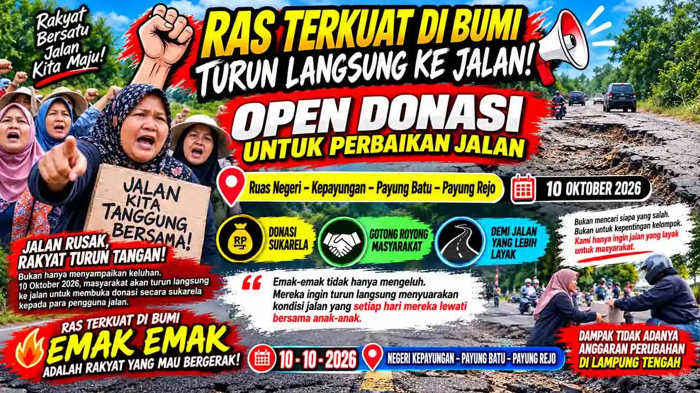Warga Lampung Tengah Siapkan Open Donasi untuk Jalan Rusak Negeri Kepayungan–Payung Batu–Payung Rejo